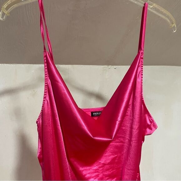 2/$30 Shein Plus Satin Drawstring Side Bodycon Cowlneck Dress - Picture 7 of 7